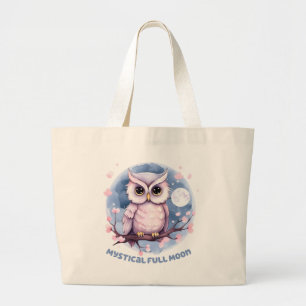Bolsa Tote Grande Lua cheia mística - Céu noturno púrpura Pastel - C