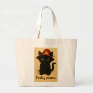 Bolsa Tote Grande Lucky Cat Emi – Begging Pose Witch Cat Tote Bag