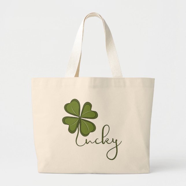 Bolsa Tote Grande Lucky Four Folha Clover (Frente)