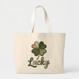 Bolsa Tote Grande Lucky Four Leaf Clover Faux Patchwork Tote Bag