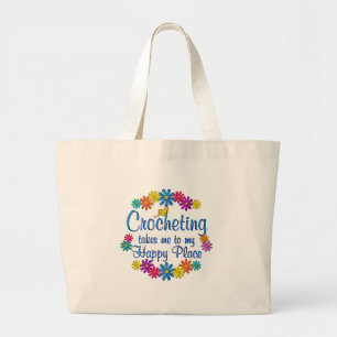 Bolsa Tote Grande Lugar feliz Crocheting