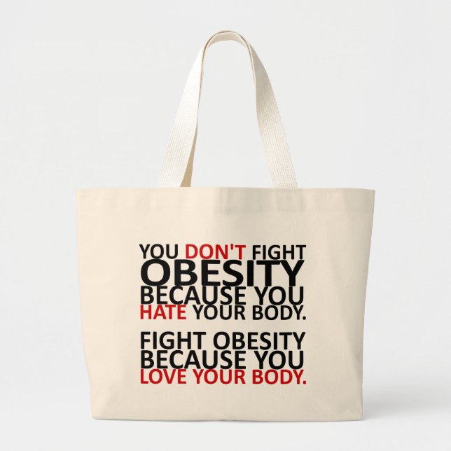 Bolsa Tote Grande Luta contra a obesidade (Frente)