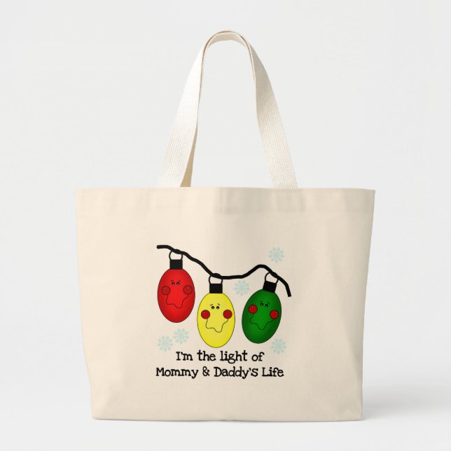 Bolsa Tote Grande Luz de Mamãe e vida do Pai (Frente)