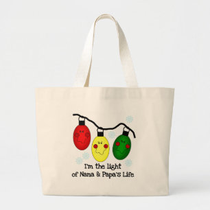 Bolsa Tote Grande Luz dos Camisetas e Presentes de Nana e Papa