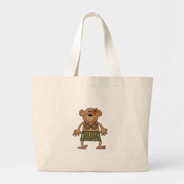 Bolsa Tote Grande Macaco da dança de Hula (Frente)