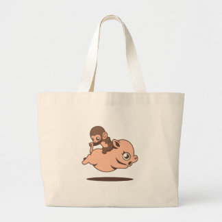 Bolsa Tote Grande Macaco do bebê (que vai para trás em um porco)