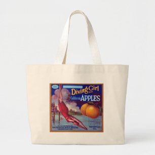 Bolsa Tote Grande Maçãs da menina do mergulho