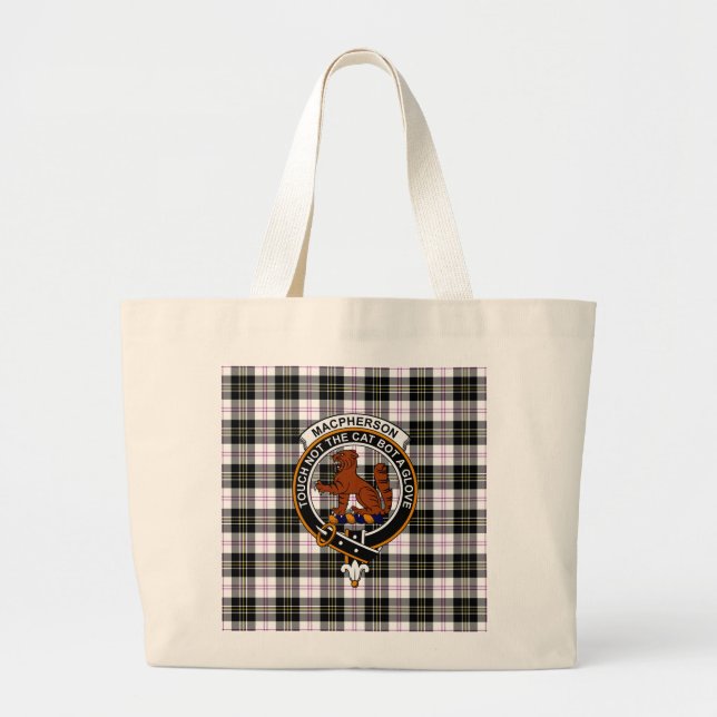 Bolsa Tote Grande MacPherson Tartan, Clan Badge and Motto Tote (Frente)