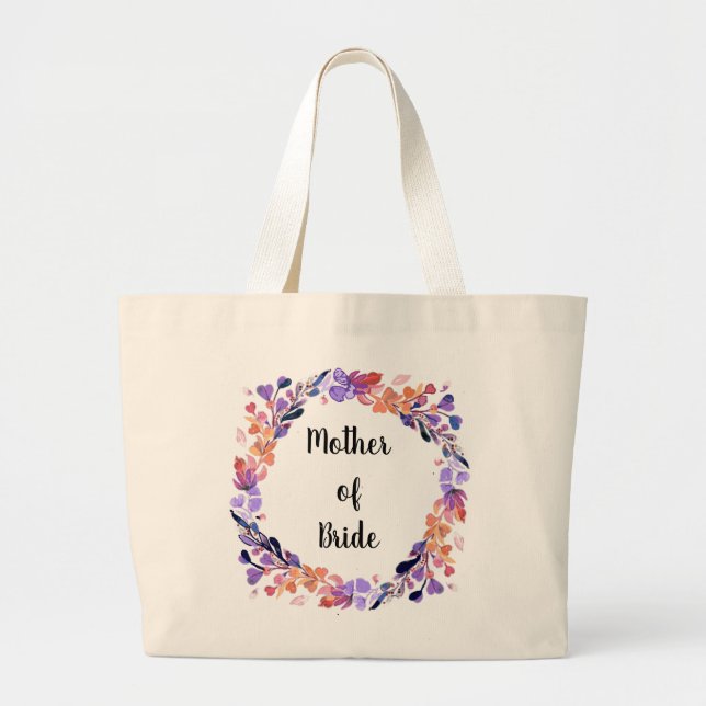 Bolsa Tote Grande Mãe Da Noiva Floral Wreath (Frente)