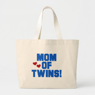 Bolsa Tote Grande Mãe de Camisetas de texto e presentes de Twins Azu