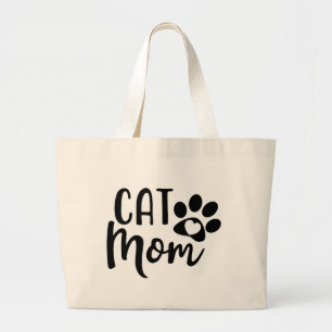 Bolsa Tote Grande Mãe de Gatinho Fofo Gata Preta Louca por Gatos