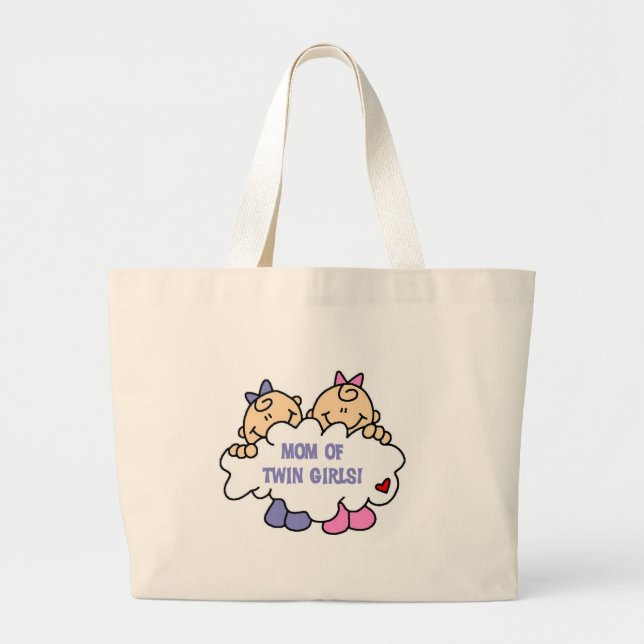 Bolsa Tote Grande Mãe de Gêmeas Camisetas e Presentes (Frente)