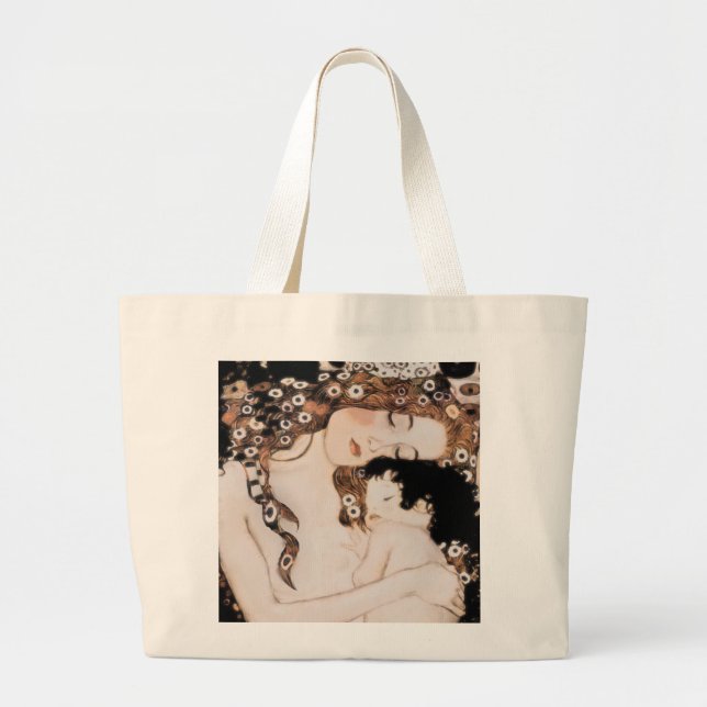Bolsa Tote Grande Mãe e criança por Gustavo Klimt (Frente)