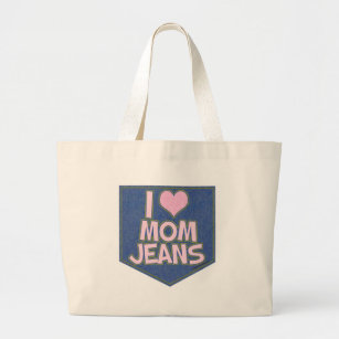 Bolsa Tote Grande Mãe Jeans Engraçado Declaração de Moda