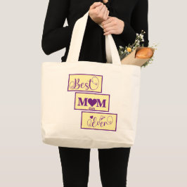 Bolsa Tote Grande MÃE MELHOR Personalizada, JÁ QUE 14 Script Grande