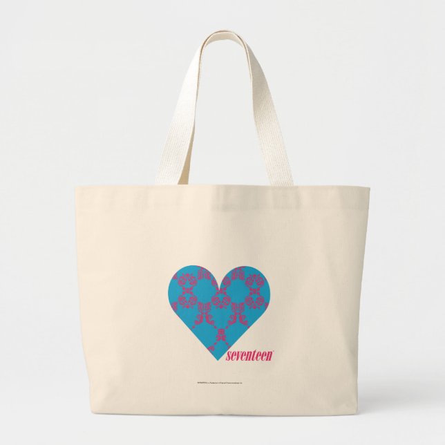 Bolsa Tote Grande Magenta-Aqua 3 do damasco (Frente)