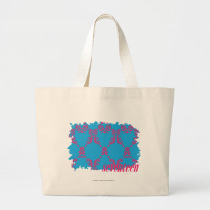 Bolsa Tote Grande Magenta-Aqua 4 do damasco