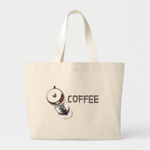 Bolsa Tote Grande Magia do CaféDesfrute, 'primeira coisa da manhã',