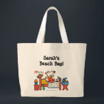 Bolsa Tote Grande Maisy Adorável em Red Overalls<br><div class="desc">Tendo acabado de chegar ao seu quarto de hotel, Maisy senta-se alegremente no seu colorido, poka-dot. Esta ilustração de Lucy Cousins de "Maisy Goes on Vacation", publicada por Candlewick Press, também mostra o panda empalhado de Maisy, seu chapéu solar, e sua pá. As crianças vão adorar esta imagem do rato...</div>