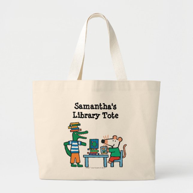 Bolsa Tote Grande Maisy e Amigos Aproveitem a Biblioteca (Frente)