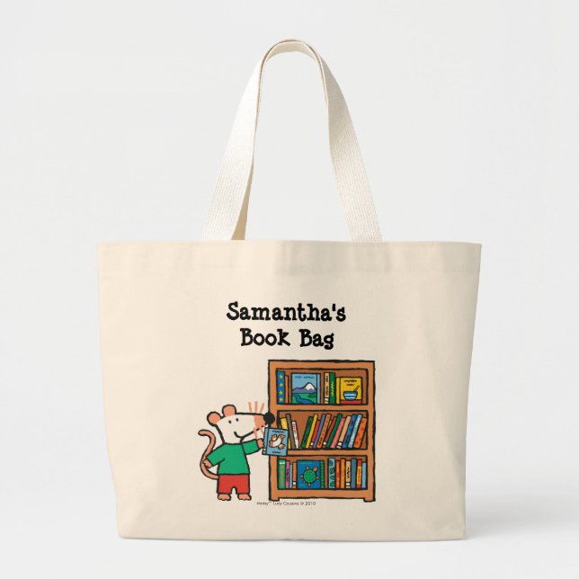 Bolsa Tote Grande Maisy e uma prateleira de livros (Frente)