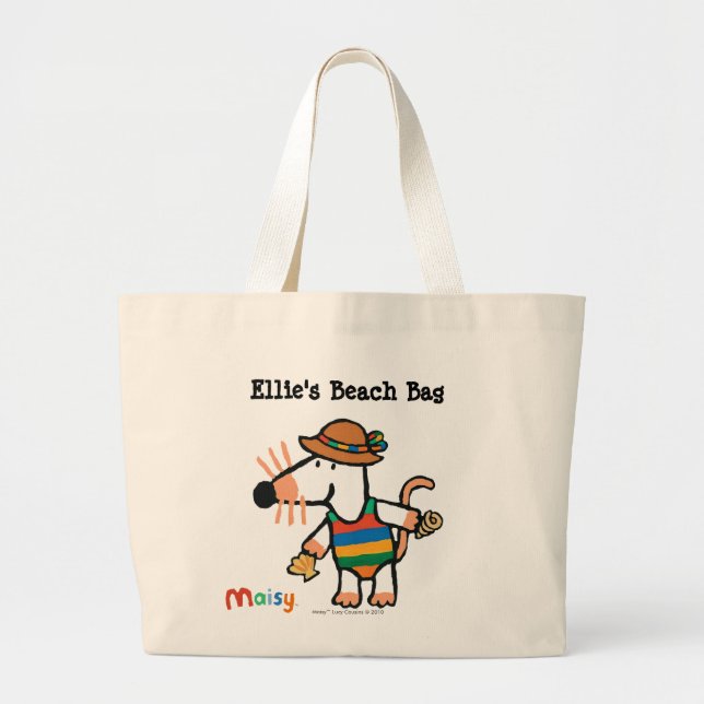Bolsa Tote Grande Maisy que recolhe escudos na praia (Frente)