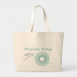 Bolsa Tote Grande Mala de chaleira escura com tricô nomeado