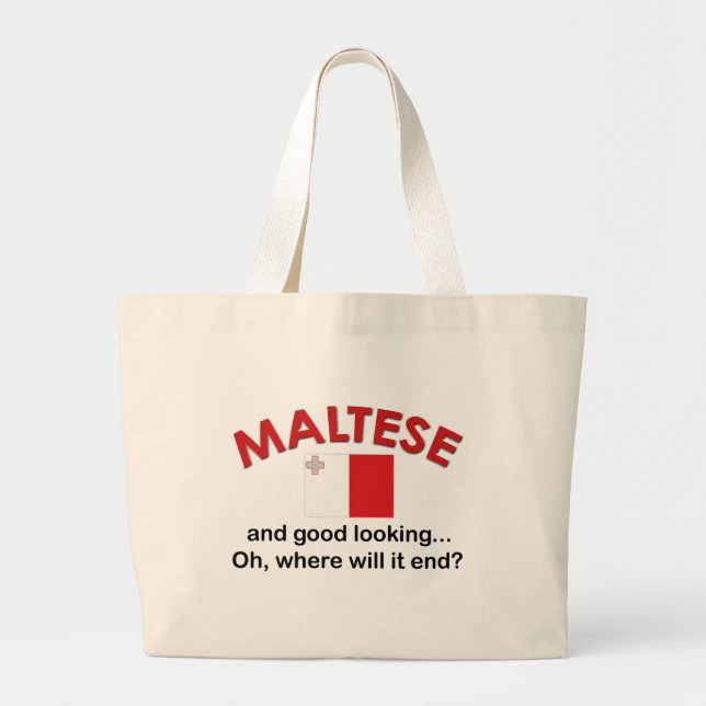 Bolsa Tote Grande Maltês bonito (Frente)