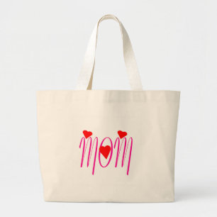Bolsa Tote Grande Mamã com corações vermelhos