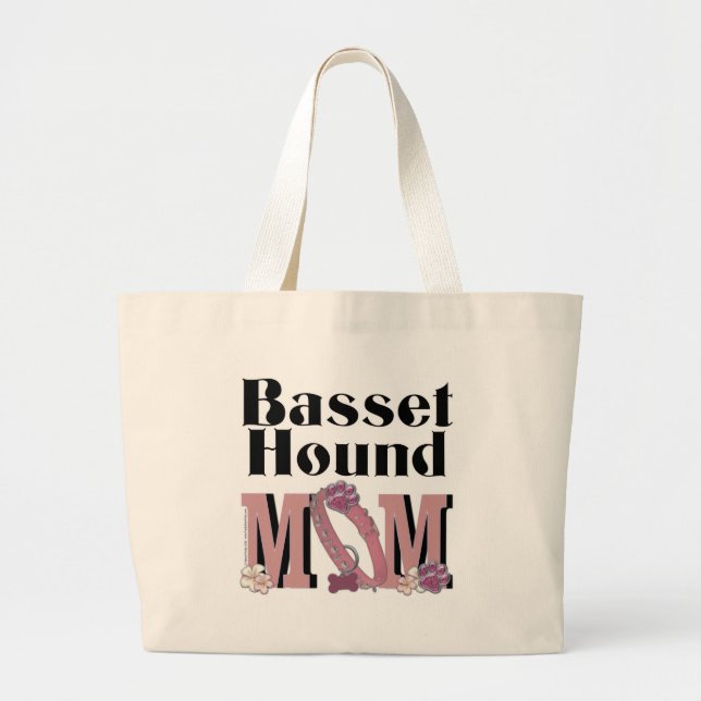 Bolsa Tote Grande MAMÃ de Basset Hound (Frente)