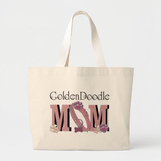 Bolsa Tote Grande MAMÃ de GoldenDoodle (Frente)