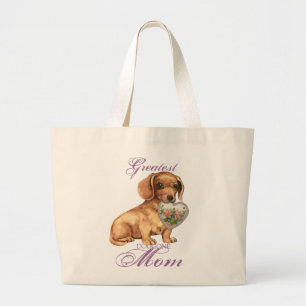 Bolsa Tote Grande Mamã do coração do Dachshund
