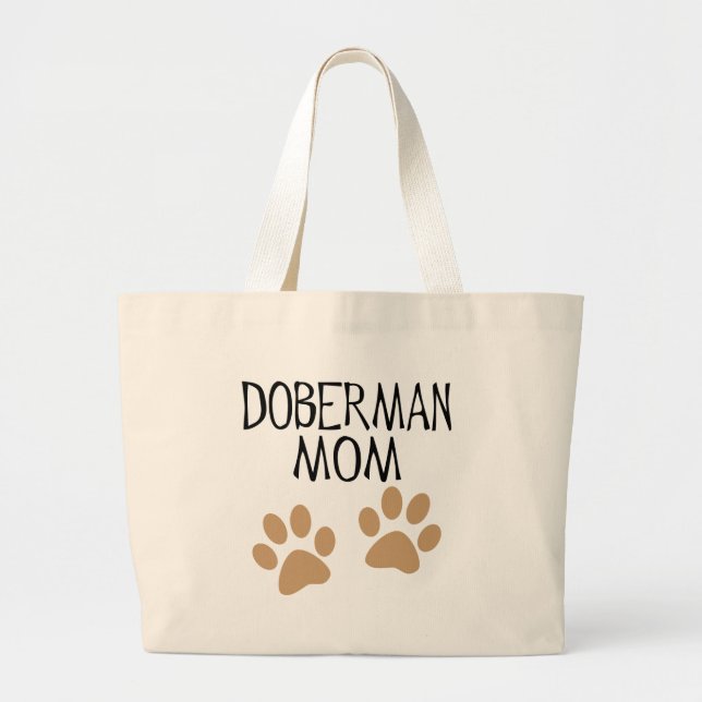 Bolsa Tote Grande Mamã grande do Doberman das patas (Frente)