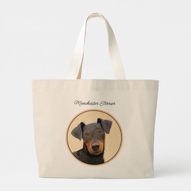 Bolsa Tote Grande Manchester Terrier Pintura Original (Verso)
