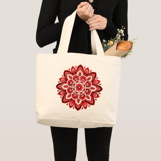 Bolsa Tote Grande Mandala / Design de Flor (Frente (produto))