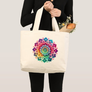 Bolsa Tote Grande Mandala / Design de Flor