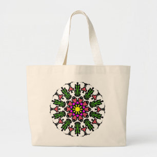 Bolsa Tote Grande Mandala Floral Vibrante