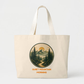 Bolsa Tote Grande Manhã Silenciosa na Montanha | Floresta Vintage ao