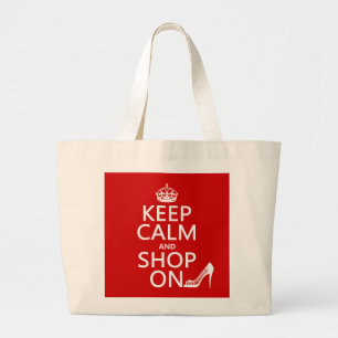 Bolsa Tote Grande Mantenha a calma e comprar sobre - todas as cores