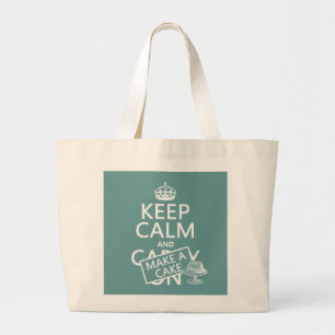 Bolsa Tote Grande Mantenha a calma e faça um bolo