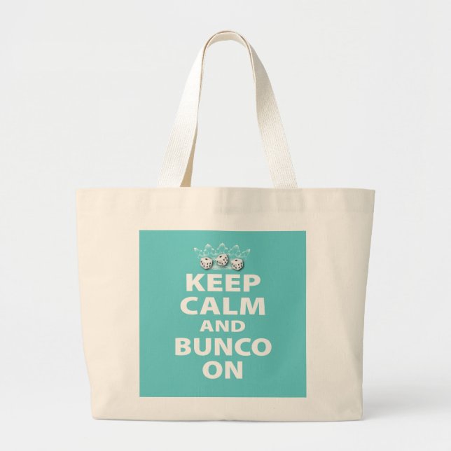 Bolsa Tote Grande Mantenha a calma e o Bunco no design (Frente)