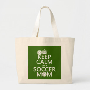 Bolsa Tote Grande Mantenha a calma que eu sou uma mamã do futebol