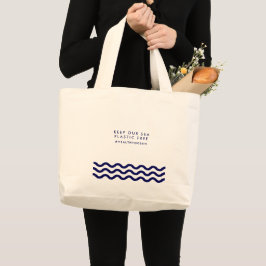 Bolsa Tote Grande Mantenha as ondas náuticas do Oceano Livre Plástic