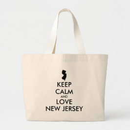 BOLSA TOTE GRANDE MANTENHA CALMO E AMES PERSONALIZÁVEIS NOVO JERSEY