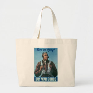 Bolsa Tote Grande Mantenha-Nos Voando ~ Avião Tuskeege