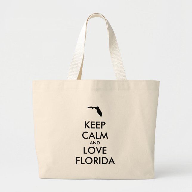 Bolsa Tote Grande MANTER CALM e AMAR FLORIDA personalizável (Frente)