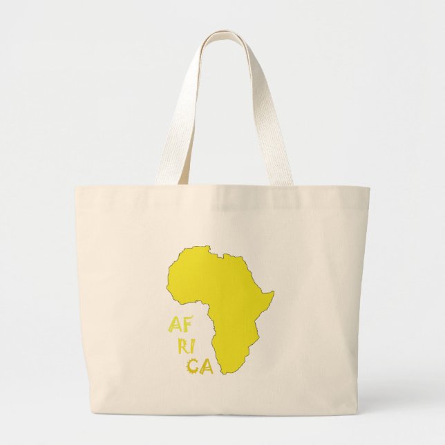 Bolsa Tote Grande Mapa Africano Amarelo Funky (Frente)