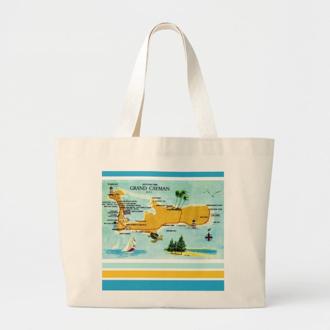Bolsa Tote Grande Mapa Antigo das Ilhas Cayman (Frente)