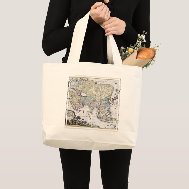 Bolsa Tote Grande Mapa antigo de Ásia | 1696 (Frente (produto))