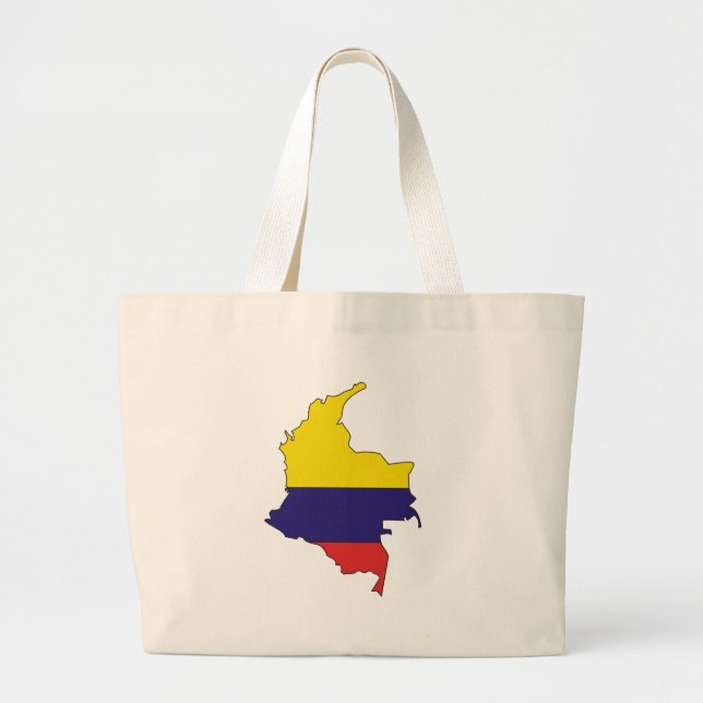 Bolsa Tote Grande Mapa da bandeira de Colômbia sem redução (Frente)